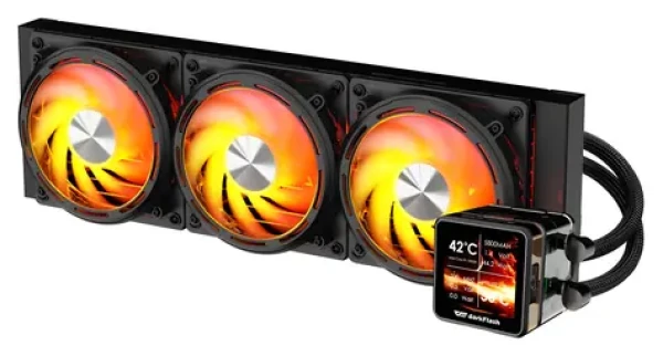DarkFlash DE360 černá / AiO chladič CPU / 3x 120 mm / ARGB podsvícení / 800-2000 RPM / 36 dB / Intel + AMD (DE360 Black)