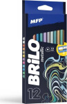 Pastelky BRILO metalické triangular s ořezávátkem - 12 ks