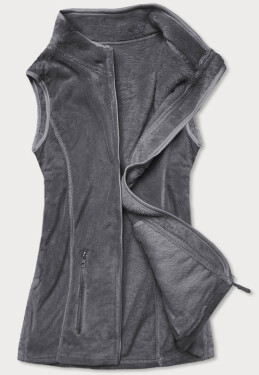 Tmavě šedá plyšová dámská vesta (HH003-2) Barva: odcienie szarości, Velikost: S (36)