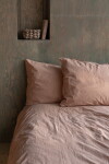 Storefactory Povlečení z organické bavlny Crinkle Peach Pink 150 × 210 cm, oranžová barva, textil