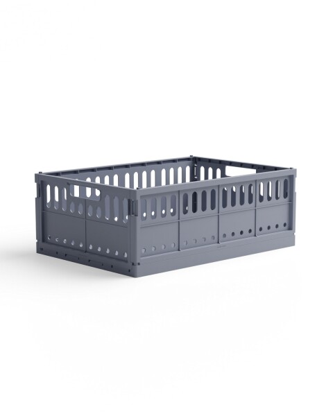 Made Crate Skládací přepravka Blue Grey – maxi, šedá barva, plast