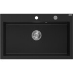 MEXEN - Elix granitový dřez 1-miska 800 x 500 mm, černá, sifon chrom 6527801005-77