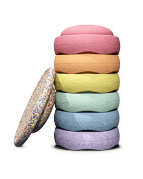 Balanční kameny Stapelstein Rainbow Pastel, 6+1 ks