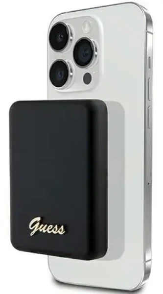 Guess Metal Script Logo MagSafe černá / Powerbanka / 5000 mAh / 15 W (GUPBM5ALGSGK)