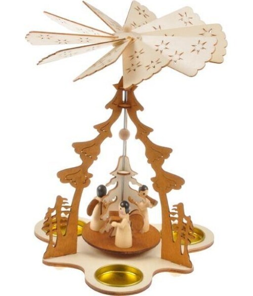 Svícen točící dřevěný 17,5x17,5x23,5cm BD-21651B