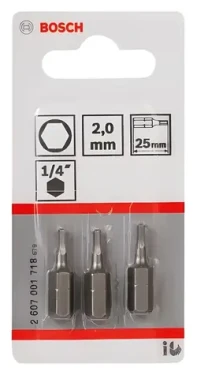 BOSCH Extra Hard / Sada bitů HEX2 / Délka 25 mm / 3 ks (2607001718)
