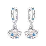 Stříbrné náušnice s motivem lastury - stříbro 925/1000, Stříbrná