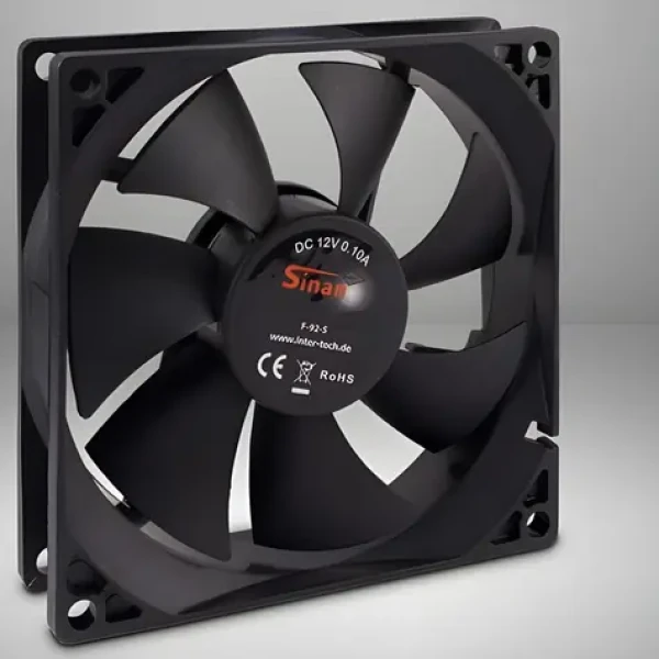 Inter-Tech F-92-S černá / Ventilátor / 92x92x25 mm / 1500 ot/min / 24 dB / 3pin (88885180)