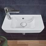 VILLEROY & BOCH - O.novo Umývátko Compact 50x25 cm, s přepadem, 1 otvor pro baterii vlevo, alpská bílá 4342L501