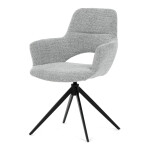 Židle jídelní, šedá látka, 360° vratný mechanismus, černý kov