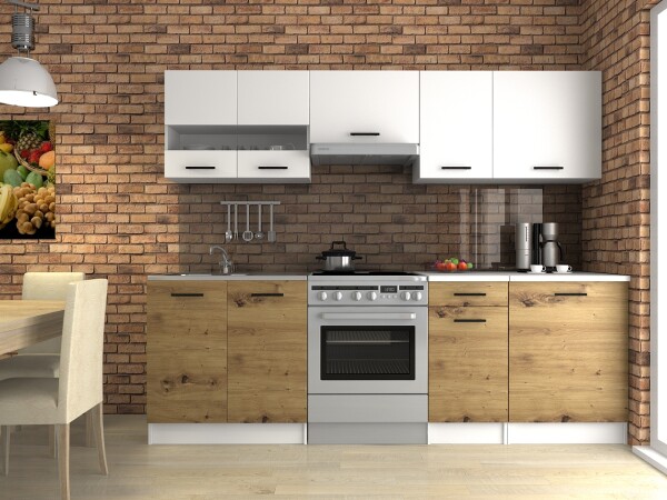 FRONTI Kuchyňská linka LUIZA III 240x180 - Bílá + artisan