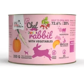 SYTA MICHA Chef Junior králík se zeleninou / Konzerva pro psy / mono protein / junior / 200 g