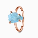 Royal Fashion prsten 14k zlato Vermeil GU-DR15849R-ROSEGOLD-AQUAMARINE Velikost: 10 (EU: 61-63)