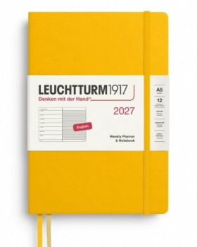 Týdenní plánovač Zápisník Sunflower, Medium A5 2027, anglicky