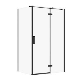 CERSANIT - Sprchový kout JOTA s panty, černý, 120x90x195, pravý, čiré sklo S160-027