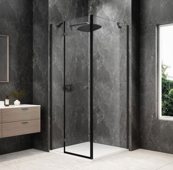 POLYSAN - GLOBE GUN METAL čtvercový sprchový kout 900x900, čiré sklo, levé GB1090-3315LGM