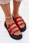 Dámské Klapky Na Platformě S Pásky Červené Nimiotte 39