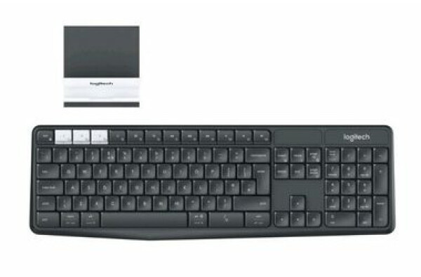 Rozbaleno - Logitech Wireless K375s US černá / Bezdrátová klávesnice se stojánkem / 2.4GHz / Bluetooth / US layout / rozbaleno (920-008181)