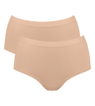 Dámské kalhotky GO Sense Highwaist 2P - BROWN - sv. béžové 1195 - SLOGGI PEANUT BUTTER XL