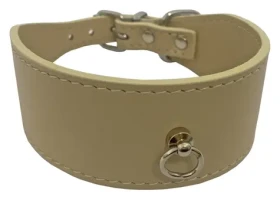 Huhubamboo Exclusive obojek béžový M / Obojek pro psy / Pro chrty / 40 mm x 29-34 cm / Hovězí kůže (355484)