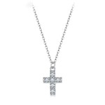 Stříbrný náhrdelník Elara - kříž, MOISSANITE + CERTIFIKÁT, Stříbrná 40 cm + 5 cm (prodloužení) certifikát GRA, hadřík na čištění stříbra, dárková krabička