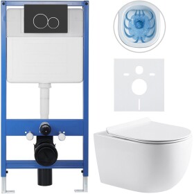 CERANO Kompletní WC set Profi/Felci - bílá lesklá - WC tlačítko Duo/Černá matná - předstěnová instalace - 52,5x36 cm