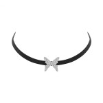 Choker náhrdelník Ynka - motýl, zirkon, Černá 38 cm + 5 cm (prodloužení)