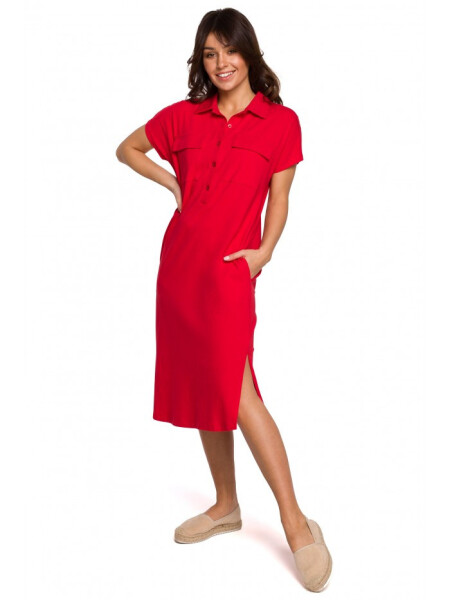 B222 Safari šaty kapsami klopou červené EU