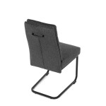 Židle jídelní, taštičkové pružiny v sedáku, madlo na opěráku, tmavě šedá látka, černý kov