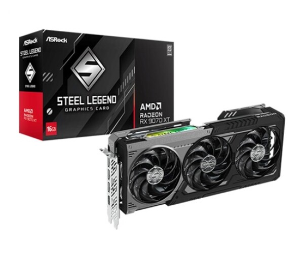 ASRock VGA AMD Radeon RX 9070 XT Steel Legend Dark 16GB, RX 9070 XT, 16GB GDDR6, 3xDP, 1xHDMI EDF_1883045