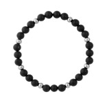 Korálkový náramek Cecilia - černý onyx, chirurgická ocel, Černá 17 cm