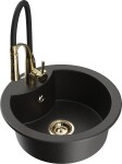 MEXEN/S - Diego granitový dřez 1-miska včetně baterie Aster, černá/zlatá metalik 6512-75-73450-57-G