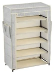 MSV textilní botník 5 pater šedý / Botník / s kapsami / 60 x 30 x 88 cm / polypropylen