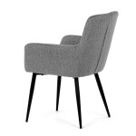 Židle jídelní, světle šedá látka, černý kov