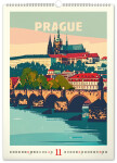 Nástěnný kalendář 2027 Notique Notique Vintage plakáty světová města, 33×46 cm