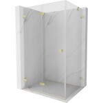MEXEN/S - Lunar-F sprchový kout skládací dveře levá 85 x 80, transparent, zlato kartáčovaná 836-085-080-55-00-L