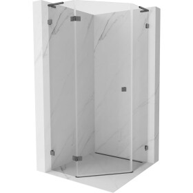 MEXEN/S - Lunar L sprchový kout pětiboký křídlový levá 80x80, transparent, grafit kartáčovaná 831L-080L-080P-66-00-L