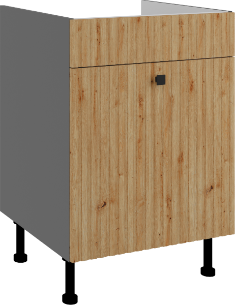 Spodní skříňka pod dřez Ava 60 ZL 1S BB - Premium Box Barva korpusu: Antracit, Barva dvířek: Dub Artisan