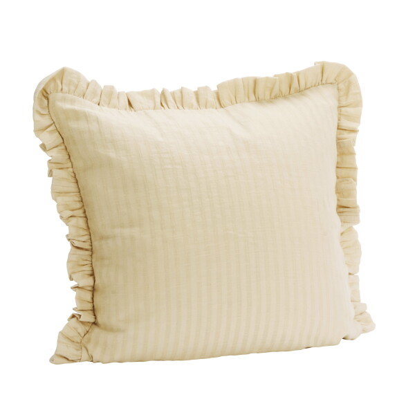 MADAM STOLTZ Povlak na polštář Ruffled Eggnog 50 × 50 cm, krémová barva, textil