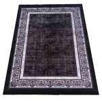 DumDekorace Elegantní černý koberec s ornamentálním okrajem Šířka: 160 cm | Délka: 220 cm