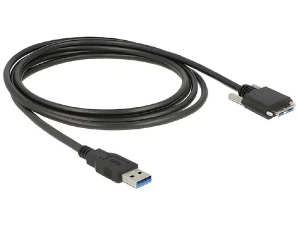 DeLock Kabel USB 3.0 A (M) - Micro-B (M) 3m černá / Kabel USB / 5 Gbit/s / šroubové uchycení (83599)