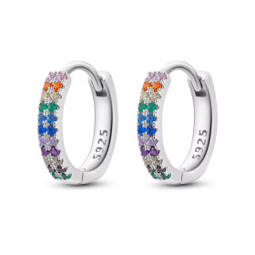 Stříbrné duhové náušnice s barevnými zirkony - stříbro 925/1000, Barevná/více barev