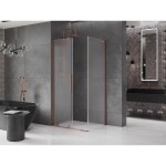 MEXEN/S - Velar L sprchový kout, posuvné dveře 90 x 110, dekor, růžové zlato 871-090-110-33-60