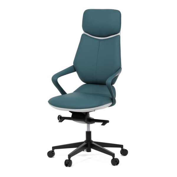 Kancelářské křeslo, zelená ekokůže, houpací mechanismus s aretací ve 4 polohách, kovový kříž, kolečka pro tvrdé povrchy