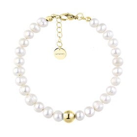 Perlový náramek Marilda Gold - chirurgická ocel, sladkovodní perla, Zlatá 17 cm + 3 cm (prodloužení) Bílá