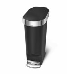 Simplehuman pedálový odpadkový koš/ 40 l/ černý plast/ úzký/ oválný/ s nerez krytem sáčku (CW1390)