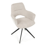 Židle jídelní, krémová látka, 360° vratný mechanismus, černý kov