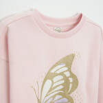 Mikina se třpytivým potiskem motýla- světle růžová - 134 PINK
