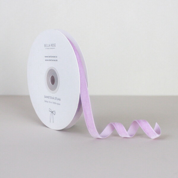 Bella Rose Sametová stuha 1 cm – Lavender (10 m), fialová barva, textil