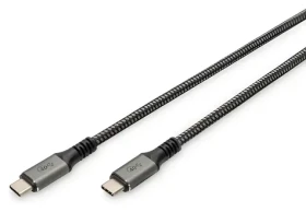 Digitus USB-C černo-šedá / Kabel USB-C na USB-C / USB4 Gen 3x2 40 Gbps / PD 3.1 240 W / 1 m (DB-300443-010-S)